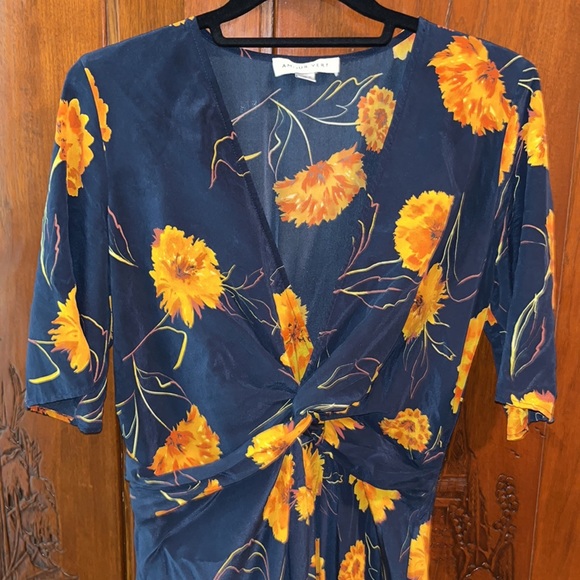 Amour Vert silk Joselle marigold dress M - Picture 9 of 11